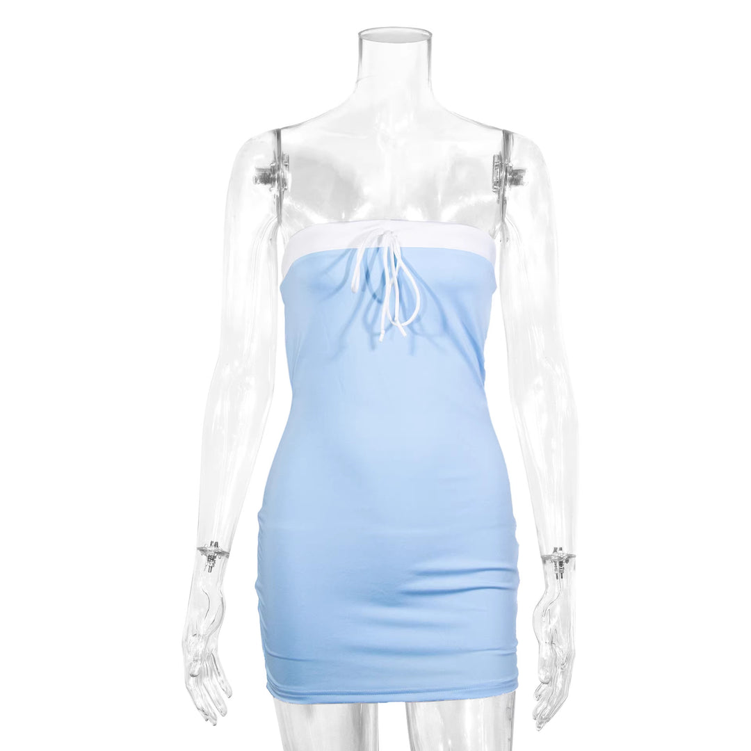 Women Fitted Bustier Dress with Gathering Straps Lune London