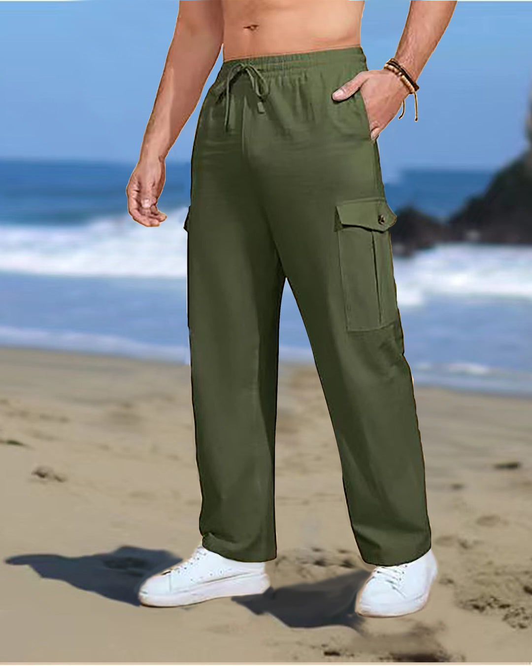 Casual cargo pants for men with elastic waistband and practical side pockets Lune London