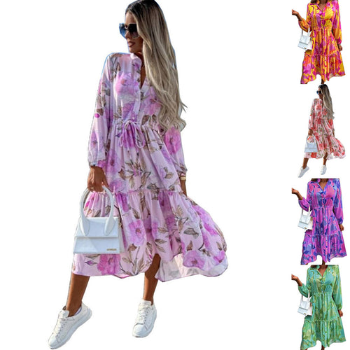 Long sleeve t-shirt dress for women with a relaxed silhouette and drawstring at the waist Amarae