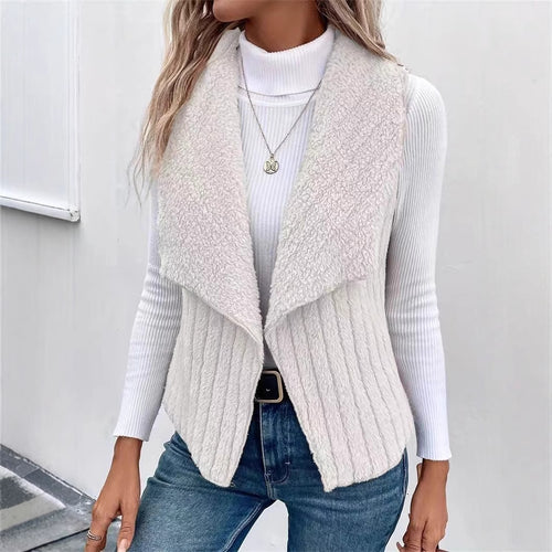 Women's vest with cozy fleece and open collar Chic and style
