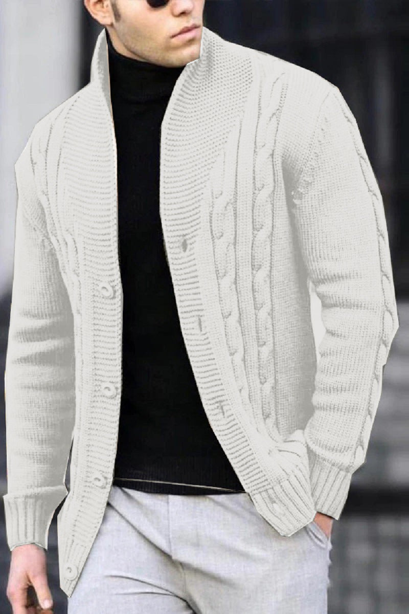 Lune London | Men's cardigan with robust cable pattern and durable button closure