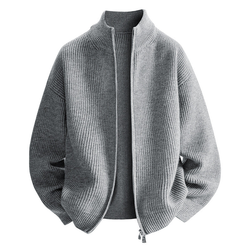 Trendy knit jacket for women with high collar and zip Lune London
