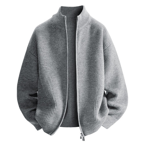 Trendy knit jacket for women with high collar and zip Amarae