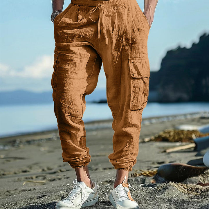 Casual cargo pants for men with elastic waistband and practical pockets Lune London