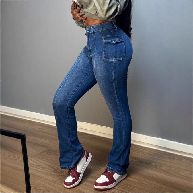 Women's high-waisted flare jeans with vertical seam & figure-flattering fit Amarae