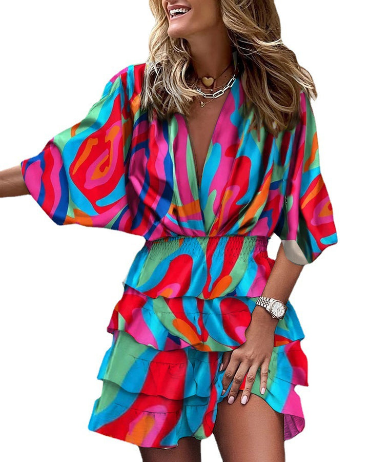 Airy tunic dress for ladies with romantic ruffle elements and an elastic waist Lune London