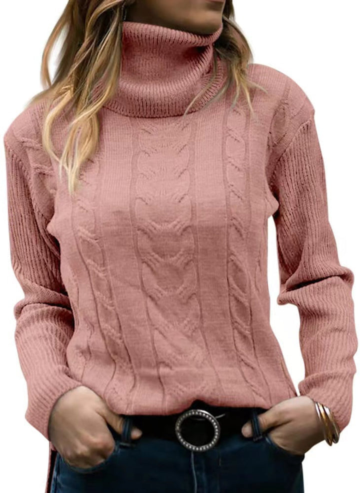 Lune London | Women's Sweater with Stand-Up Collar and Cable Pattern