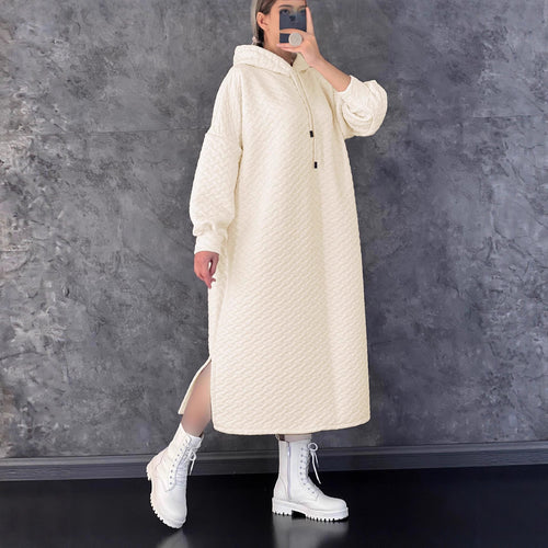 Casual hooded sweatshirt dress for women with side slits Amarae