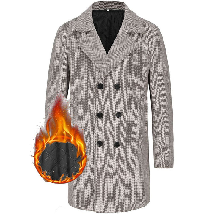 Elegant double-breasted coat for men in high-quality textured material Amarae