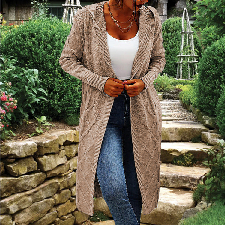 Knitted coat for women with braided crocheted design and open cut Amarae
