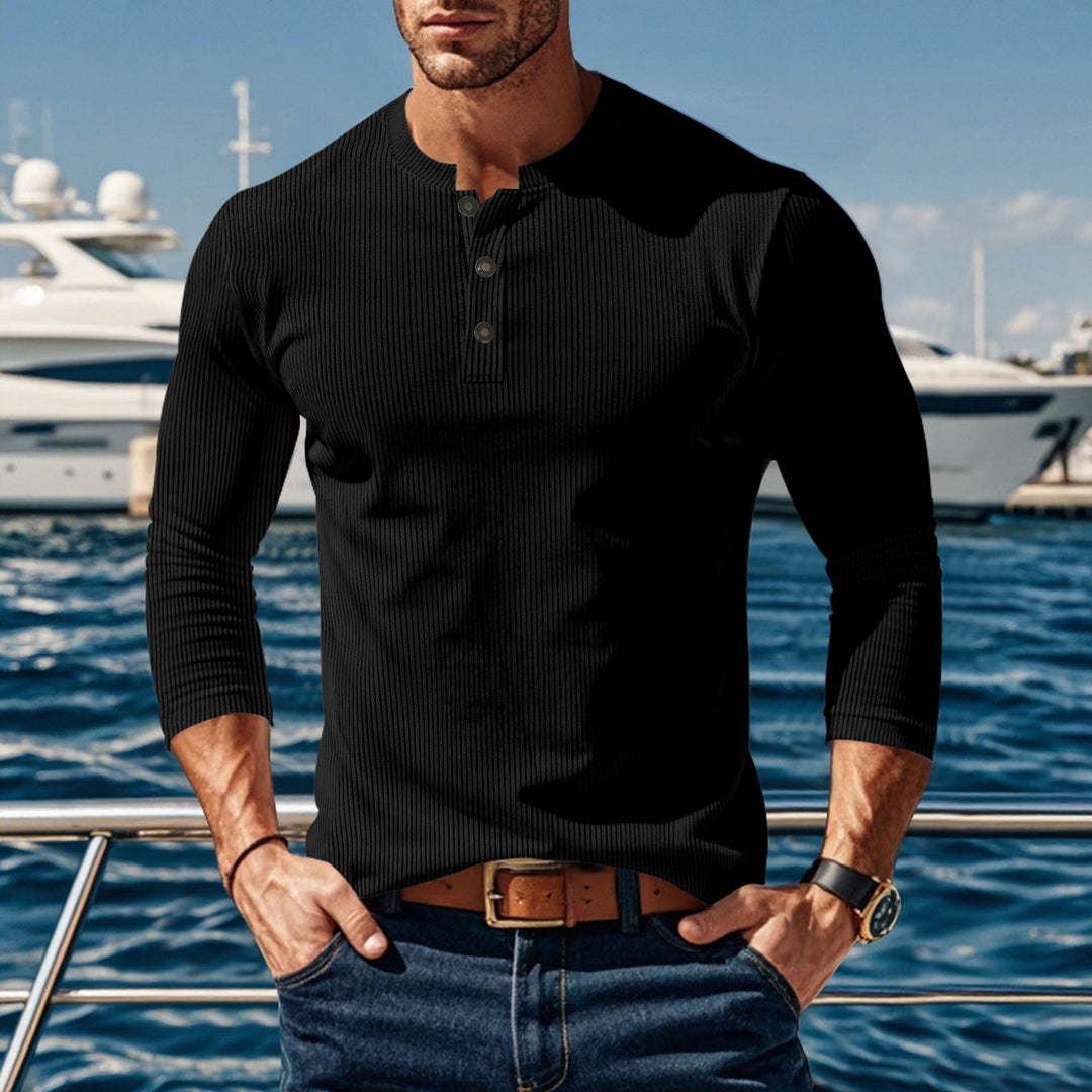 Long sleeve shirt for men with comfortable button placket and textured design Lune London