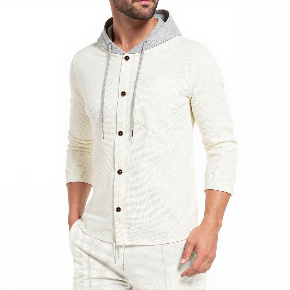 Trendy hooded shirt for men with button placket and practical breast pocket Lune London