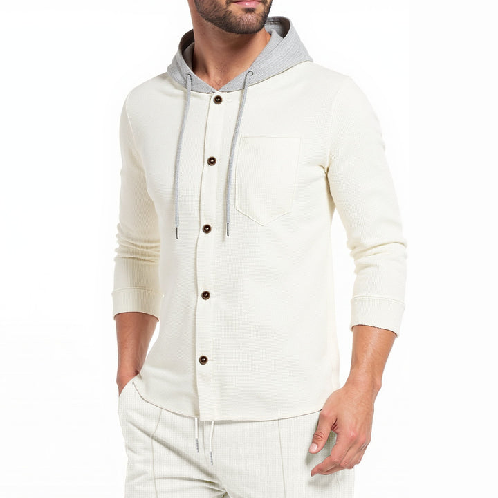 Trendy hooded shirt for men with button placket and practical breast pocket Lune London