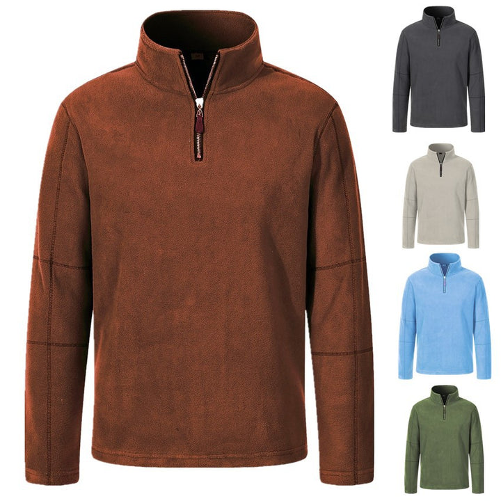Fleece pullover for men with half-zip and high collar Lune London
