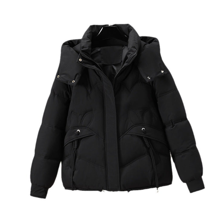 Ladies Fashion Padded Jacket with Removable Hood and Side Pockets with Opening.