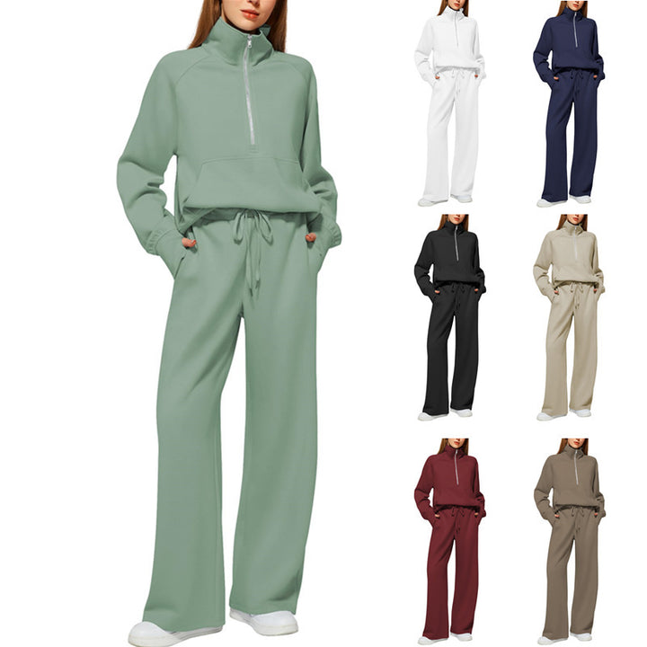Ladies elegant and casual leisure set with high collar and wide pants Lune London