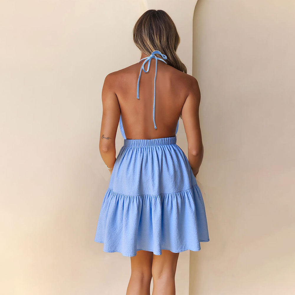 Robe à dos nu pour femme avec un ourlet en volants ludique Chic & Stil