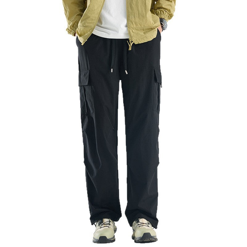 Men's Wide Tech Cargo Pants with Utility Pockets and Adjustable Waist Amarae