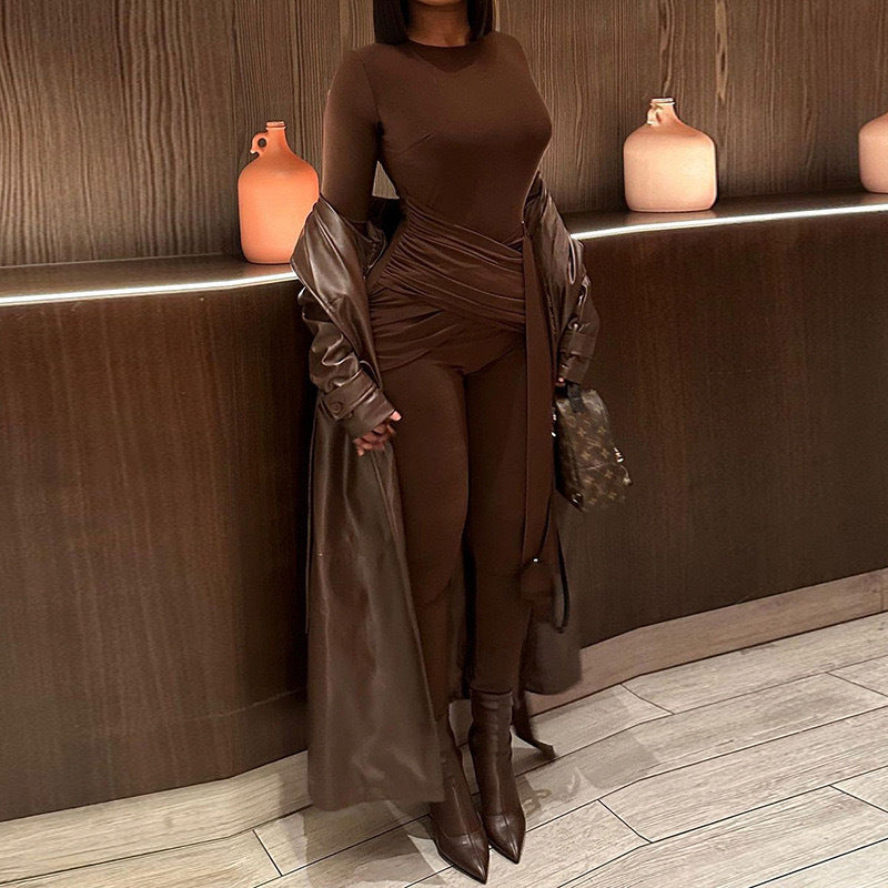 Women complete outfit elegant with refined draping Amarae