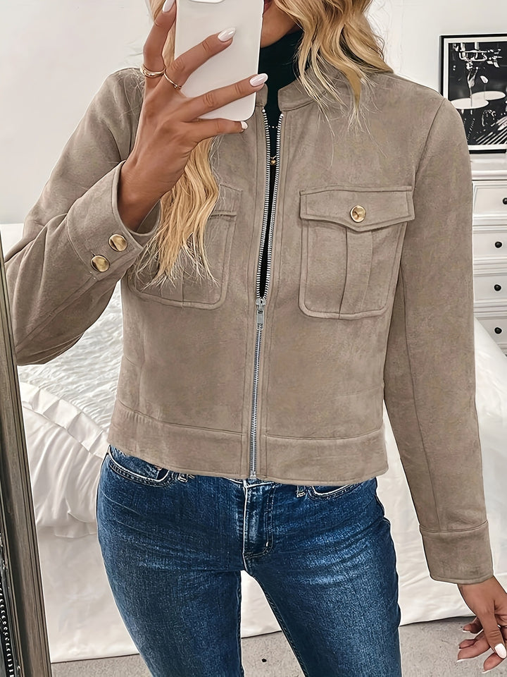 Fashionable short women's jacket in high-quality faux leather with practical pockets Lune London