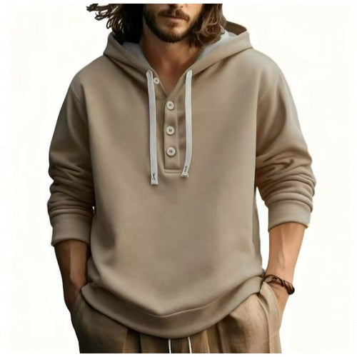 Men's hooded sweatshirt with button placket Chic & Stil