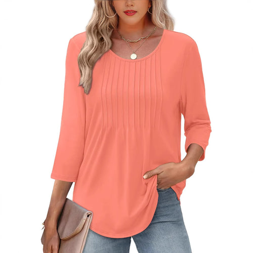 Ladies elegant long sleeve shirt with gathers Amarae