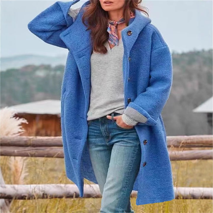Oversized wool coat for ladies with a stylish collar and chic button details Lune London