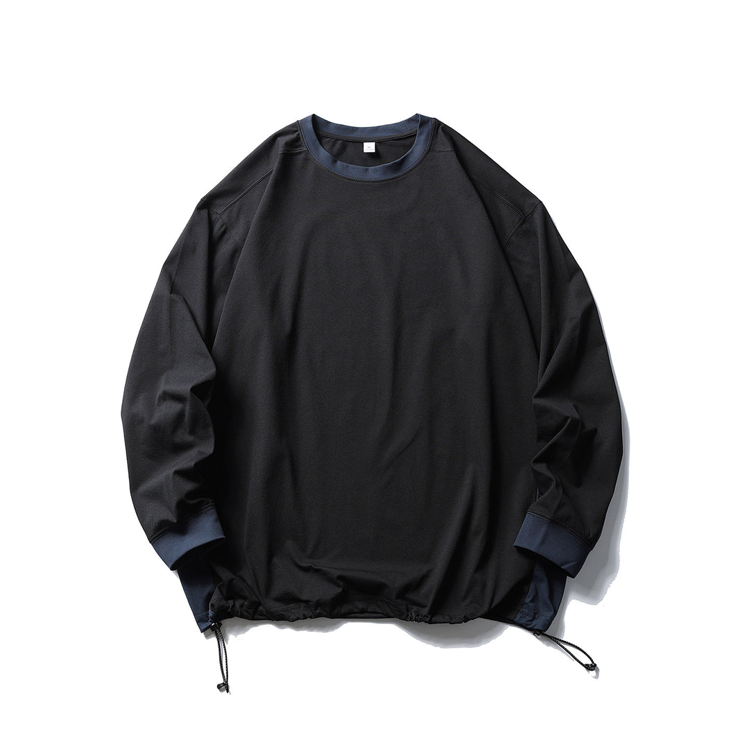 Unisex Oversize Fleece Pullover with Drawstring Hem and Contrast Collar Amarae