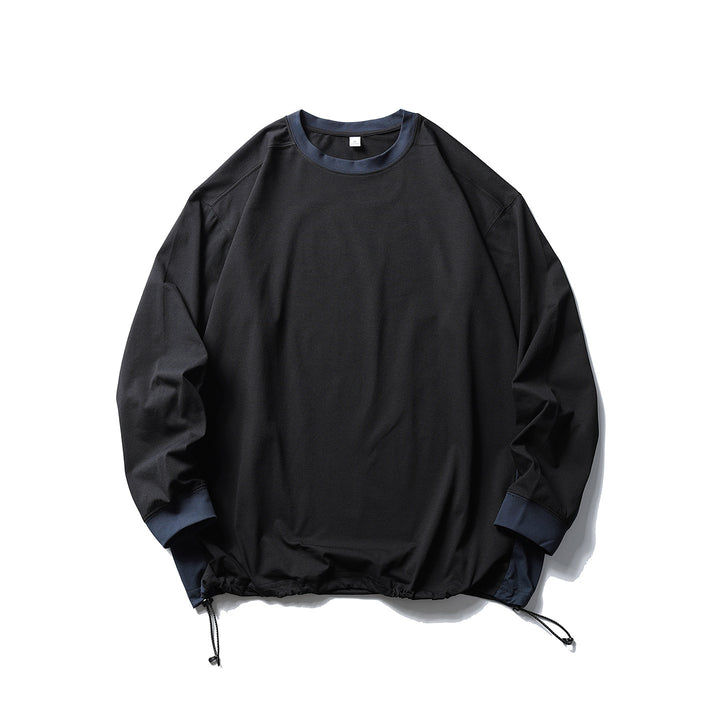 Unisex Oversize Fleece Pullover with Drawstring Hem and Contrast Collar Amarae