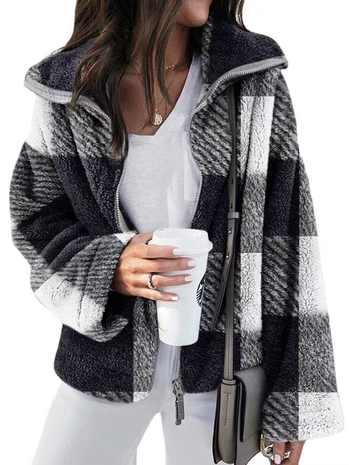 Teddy-fleece jacket for women with high collar Lune London