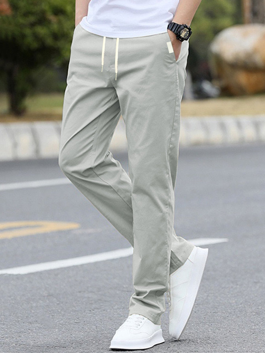 Men's sporty leisure pants with elastic waistband and modern side pockets Amarae