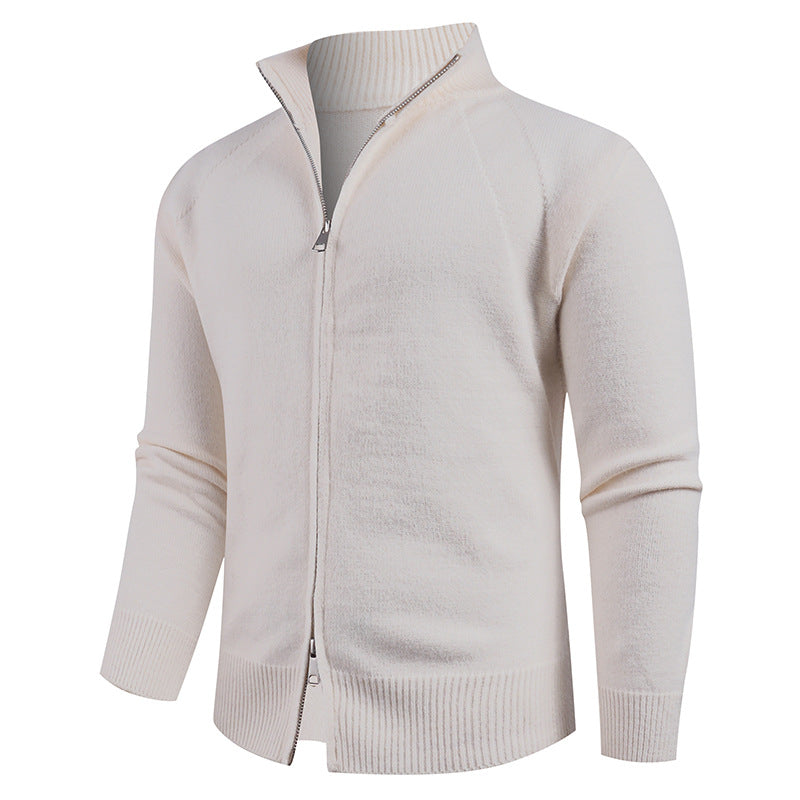 High-quality knit jacket for men with modern zip and stand-up collar Lune London