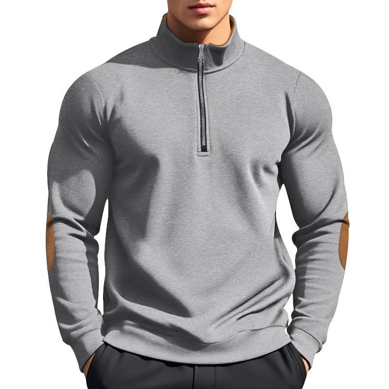 Sporty pullover for men with high collar and zip Lune London