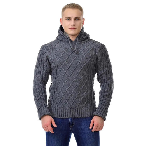 Men's cozy knit sweater with hood details Amarae