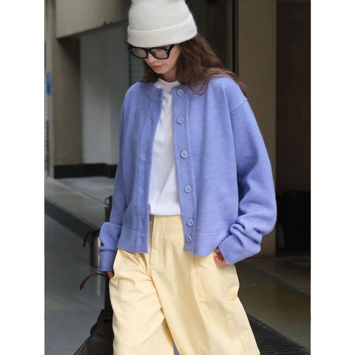 Women's Loose Fine Knit Button Cardigan with Drop Shoulder Amarae