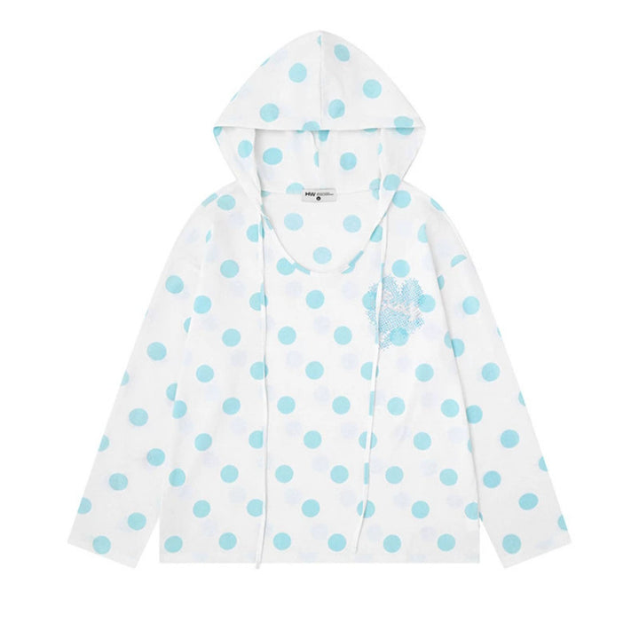 Women's lightweight hooded sweatshirt with all-over polka dot print, drawstring and relaxed fit Amarae