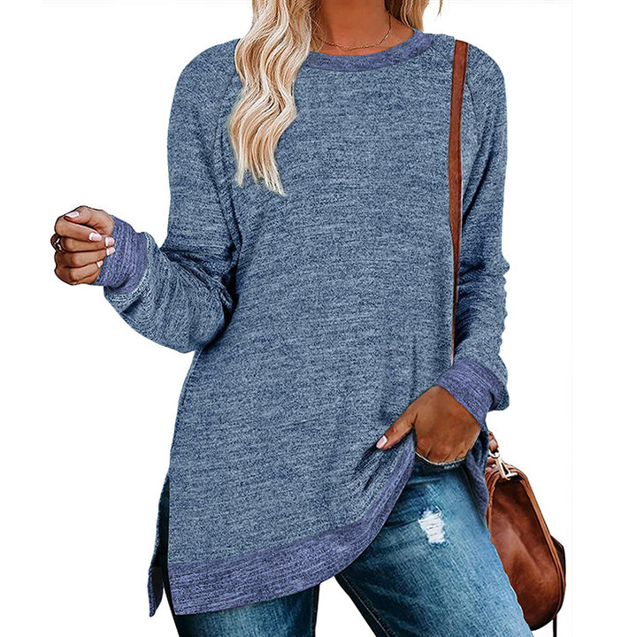 Casual oversized long sleeve t-shirt for women with contrast hem Lune London