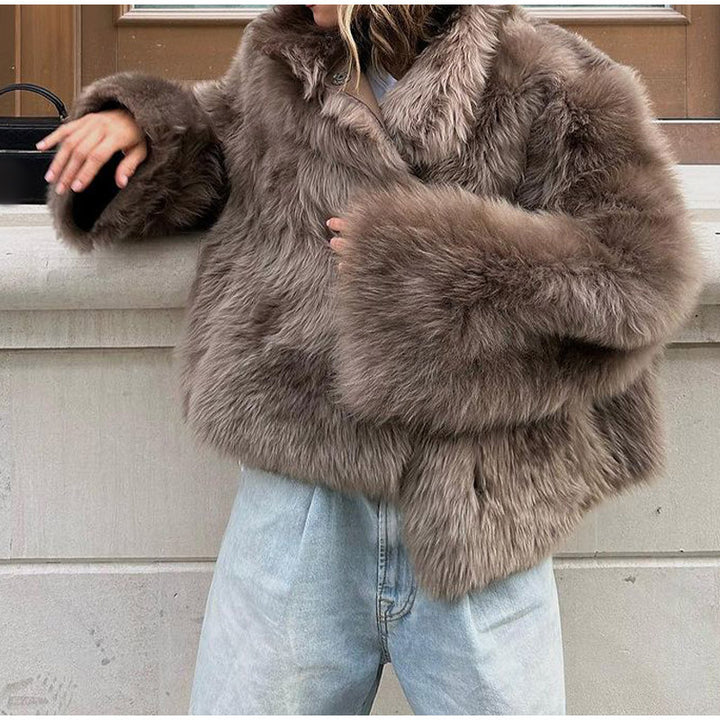 Ladies Chic and Stylish Modern Cut Faux Fur Jacket