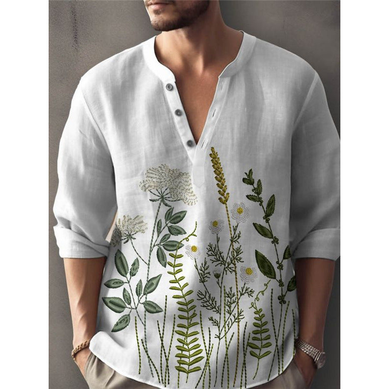 Elegant shirt for men embroidered with flowers Amarae