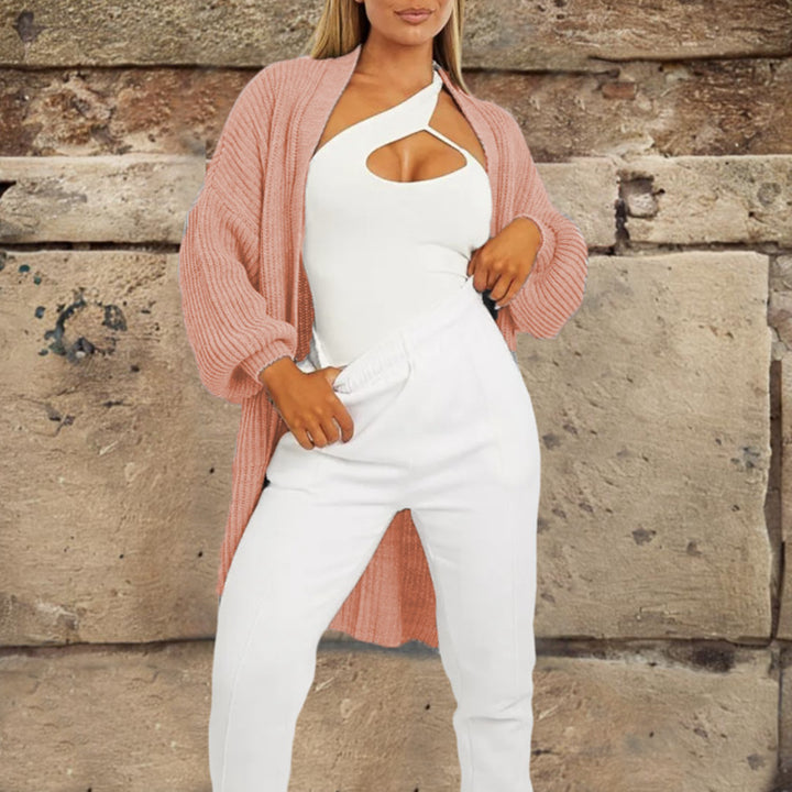 Ladies oversized knit cardigan with voluminous sleeves and open pockets Lune London