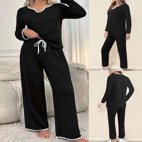 Women’s lounge set with elegant V-neck and contrasting details Amarae