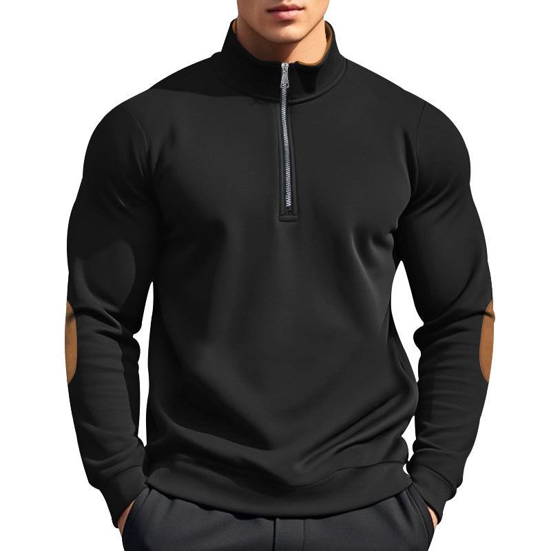 Sporty pullover for men with high collar and zip Lune London