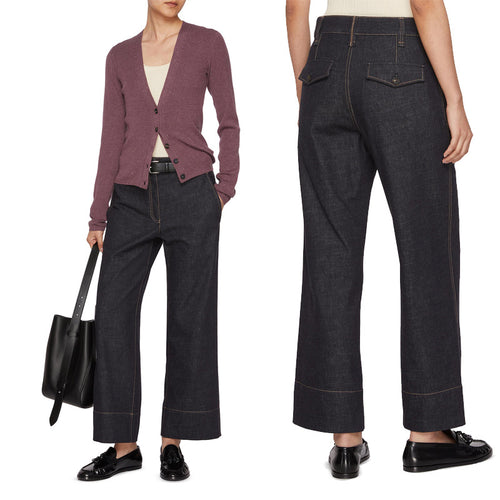 Women wide high-waisted jeans with trendy contrast seams Amarae