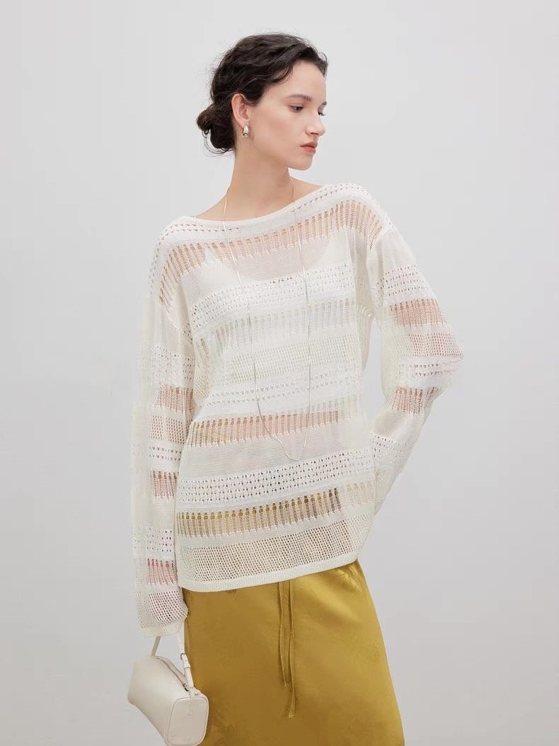 Pull en maille aéré pour femme avec un motif en dentelle tendance Chic & Stil