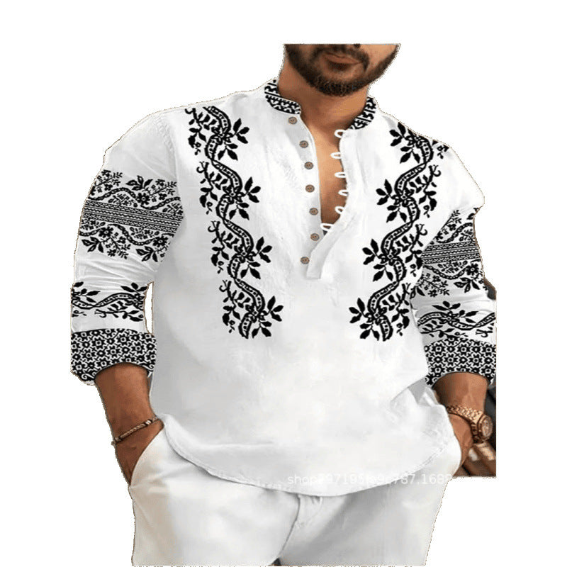 Casual embroidered shirt for men with button placket Amarae