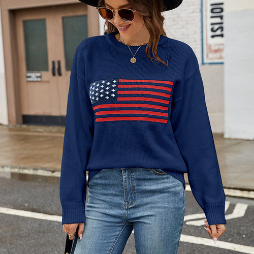 Casual sweater for women with flag pattern Amarae