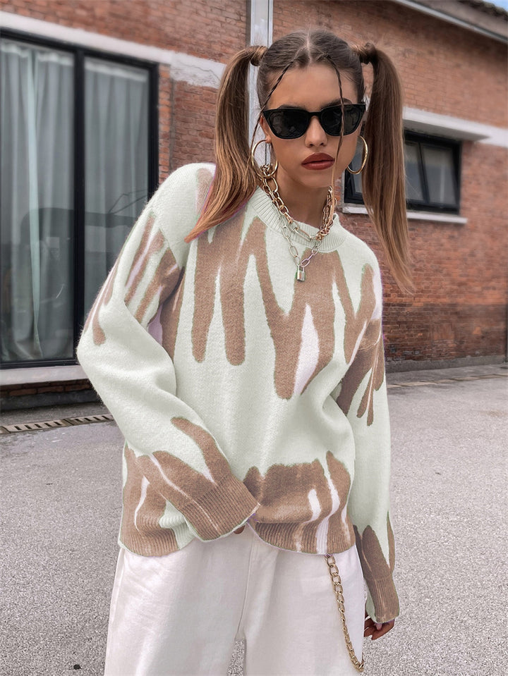 Ladies modern knitted sweater with dynamic graphic design Lune London