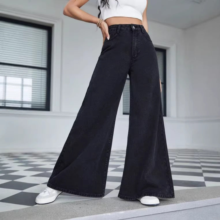 Ladies High-Waisted Ultra-Wide Palazzo Jeans made of Denim with Wide Leg Amarae