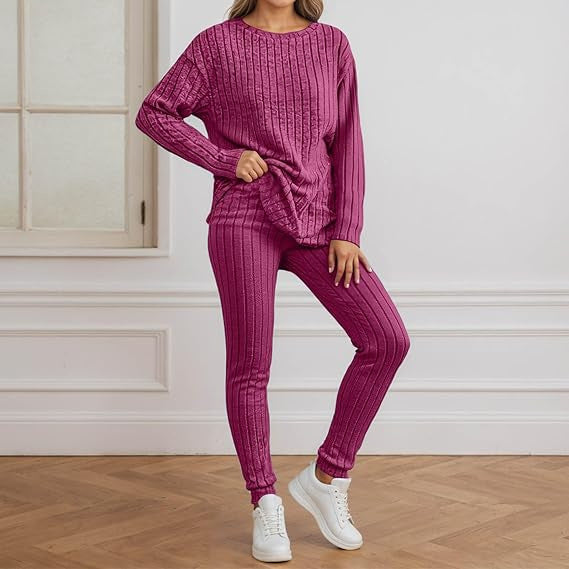 Ensemble tricot confortable pour femme avec texture côtelée Chic & Stil