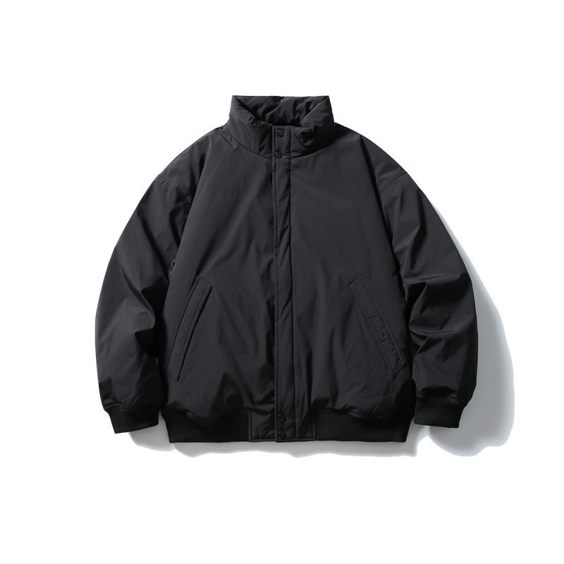 Unisex Stylishly cut padded bomber jacket with high stand-up collar and concealed front placket Amarae
